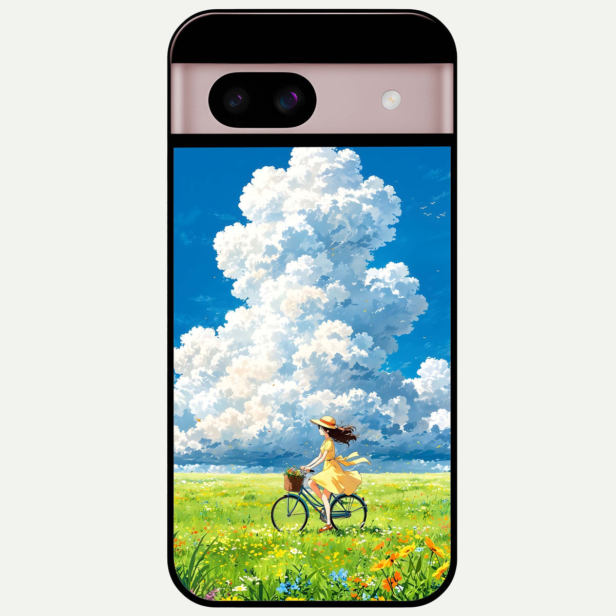  Breezy Meadow Ride Glass Case For Google Pixel 8 back cover – full design glossy printed glass finish