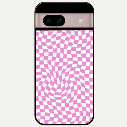  Bubblegum Check Wave Glass Case For Google Pixel 8 back cover – full design glossy printed glass finish