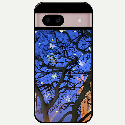  Butterfly Night Magic Glass Case For Google Pixel 8 back cover – full design glossy printed glass finish