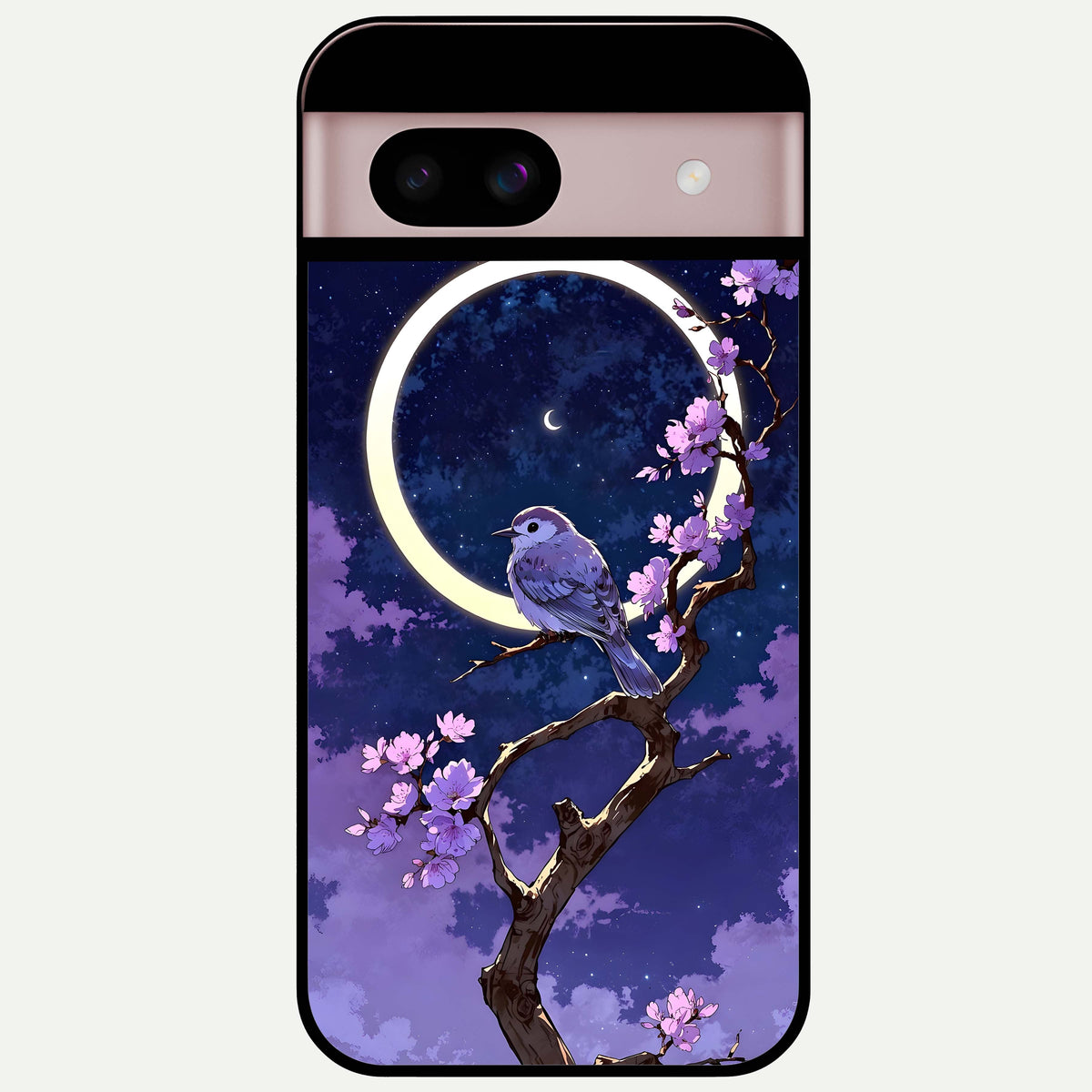 Celestial Bird Blossom Glass Case For Google Pixel 8 back cover – full design glossy printed glass finish