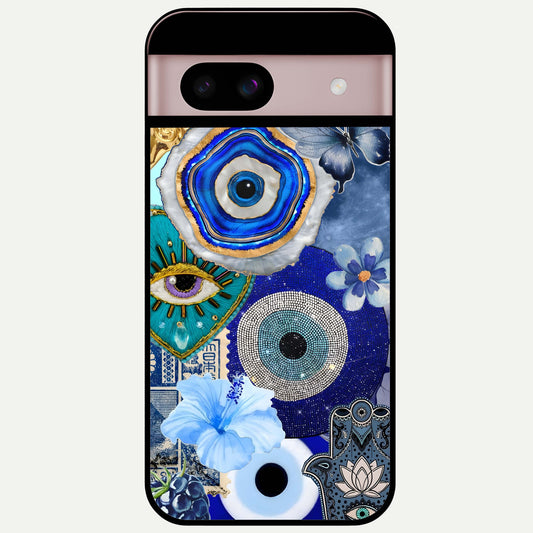  Celestial Blue Vision Glass Case For Google Pixel 8 back cover – full design glossy printed glass finish