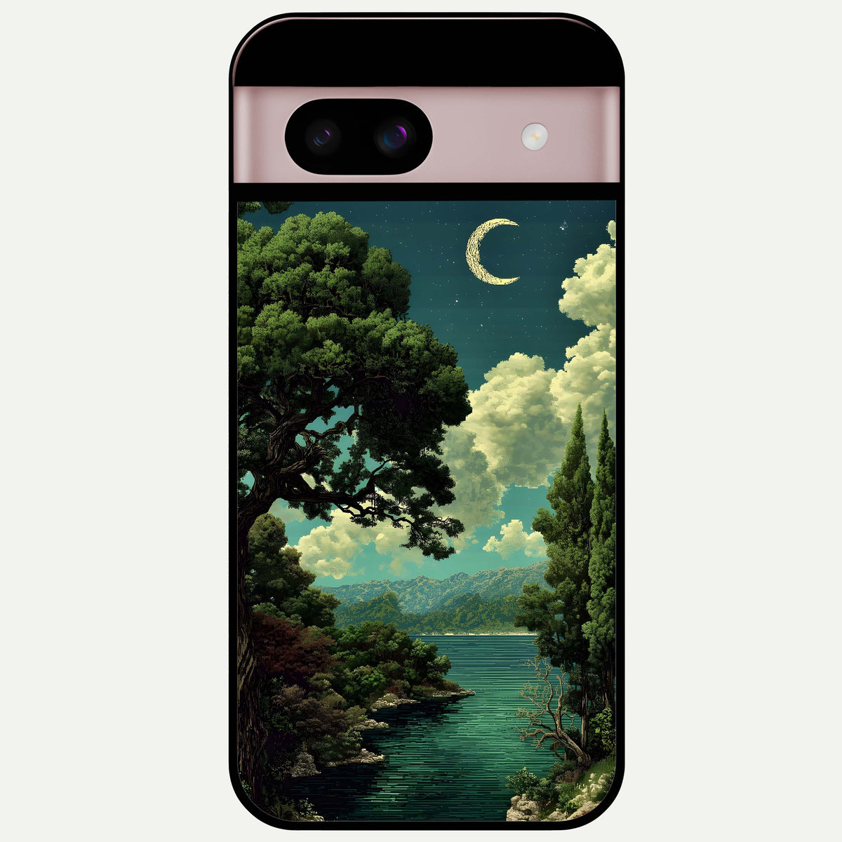  Celestial Lake Peace Glass Case For Google Pixel 8 back cover – full design glossy printed glass finish