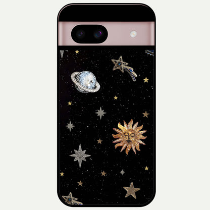  Celestial Moon With Stars Glass Case For Google Pixel 8 back cover – full design glossy printed glass finish