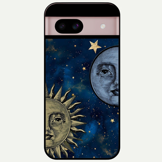  Celestial Moon With Sun Glass Case For Google Pixel 8 back cover – full design glossy printed glass finish