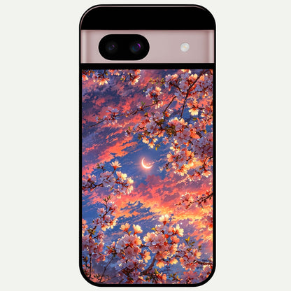  Celestial Sakura Sunset Glass Case For Google Pixel 8 back cover – full design glossy printed glass finish