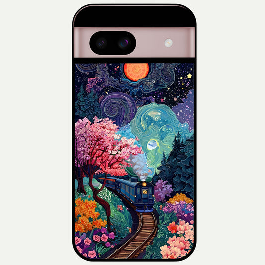  Celestial Train Journey Glass Case For Google Pixel 8 back cover – full design glossy printed glass finish