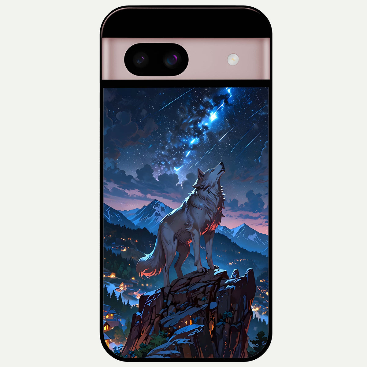  Celestial Wolf Howl Glass Case For Google Pixel 8 back cover – full design glossy printed glass finish
