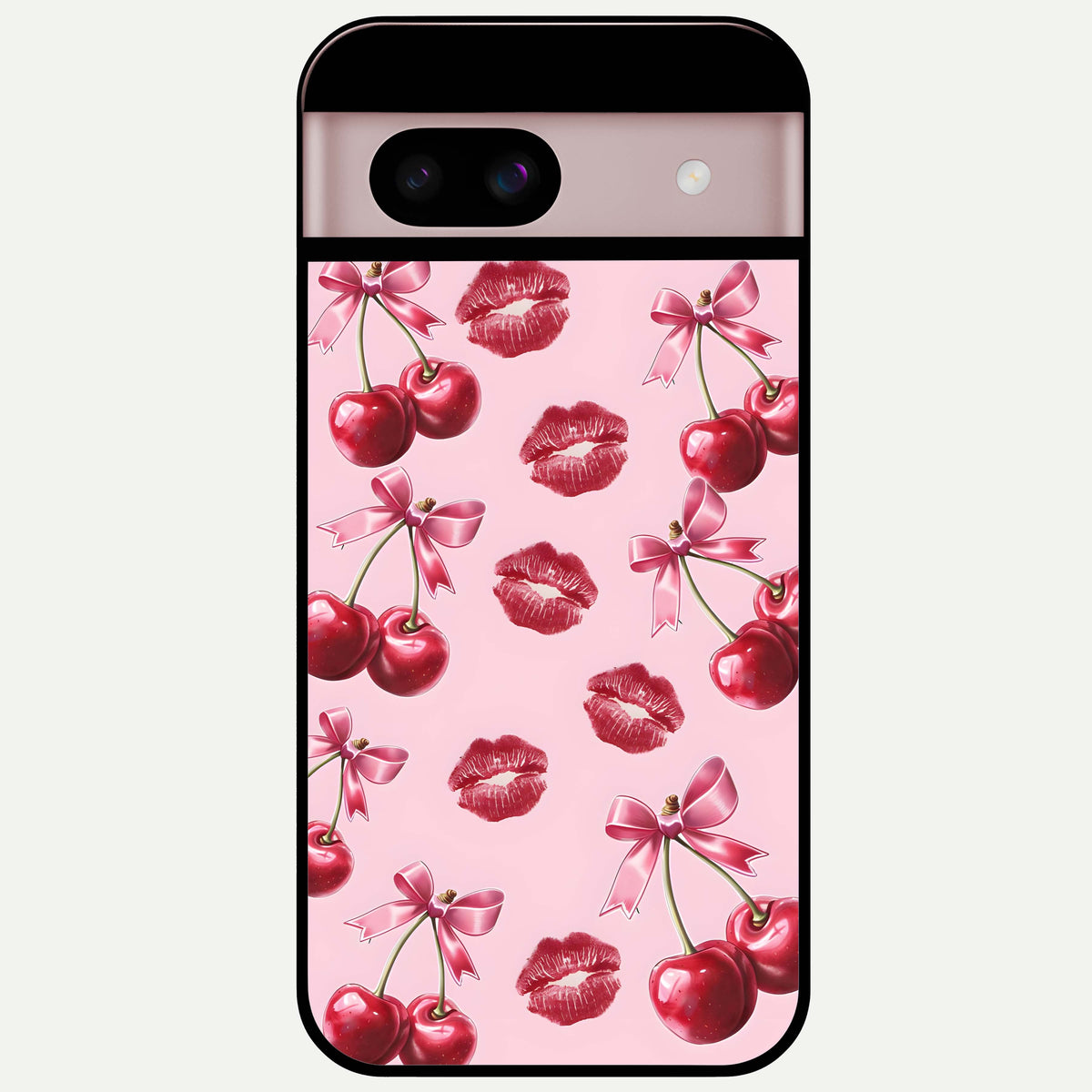  Cherry With Lips Glass Case For Google Pixel 8 back cover – full design glossy printed glass finish