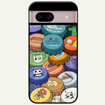  Coins Patterns Glass Case For Google Pixel 8 back cover – full design glossy printed glass finish