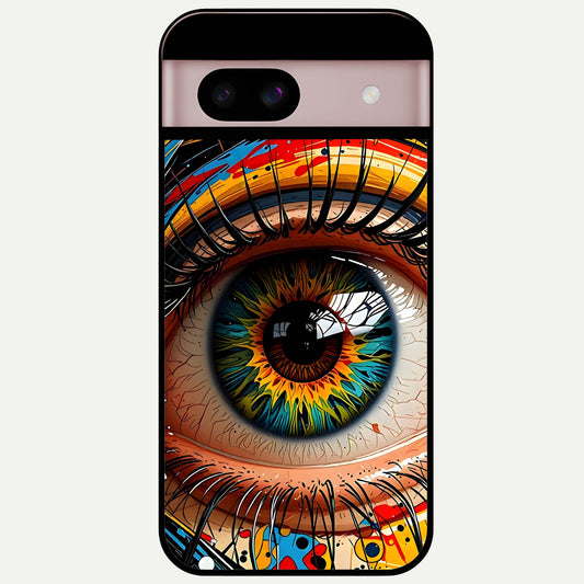  Colorful Eye Glass Case For Google Pixel 8 back cover – full design glossy printed glass finish