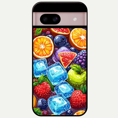  Colorful Fruits with Ice Glass Case For Google Pixel 8 back cover – full design glossy printed glass finish