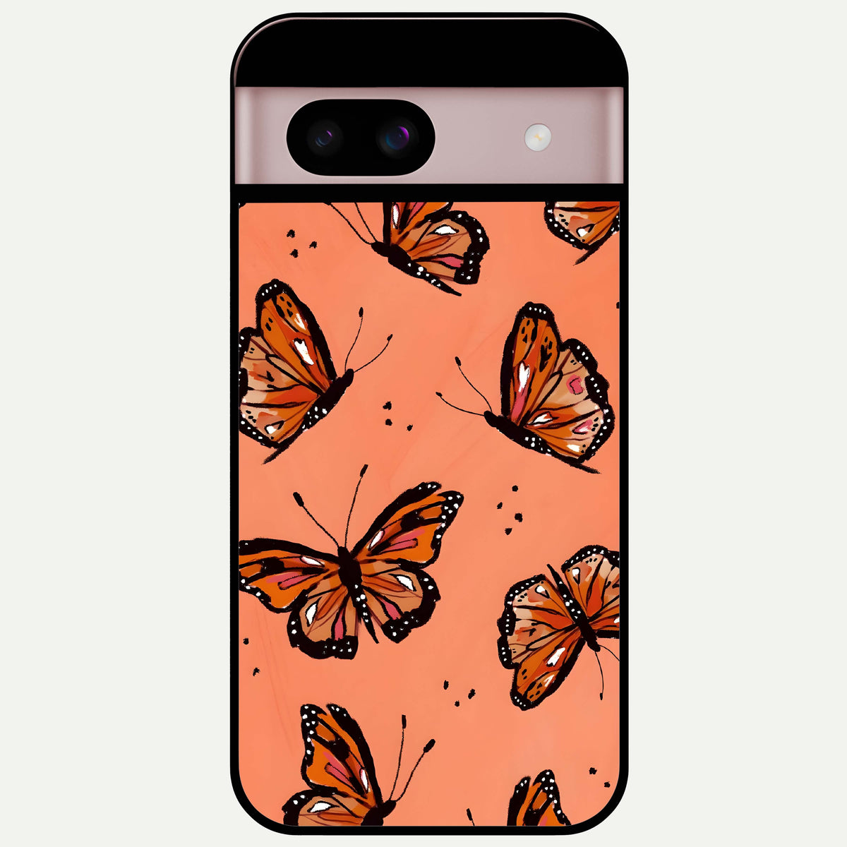 Coral Wing Butterfly Glass Case For Google Pixel 8 back cover – full design glossy printed glass finish