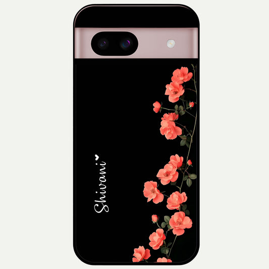  Crimson Bloom Grace Custom Name Glass Case For Google Pixel 8 back cover – full design glossy printed glass finish