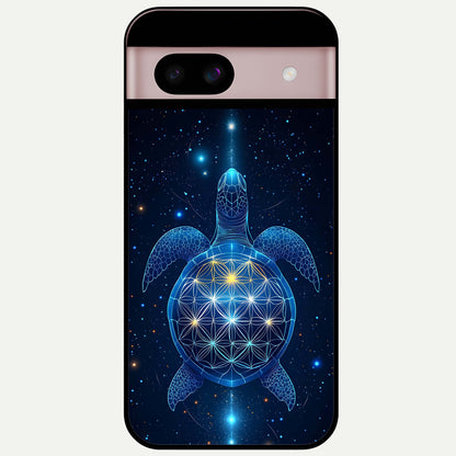  Crimson Blue Turtle Glass Case For Google Pixel 8 back cover – full design glossy printed glass finish