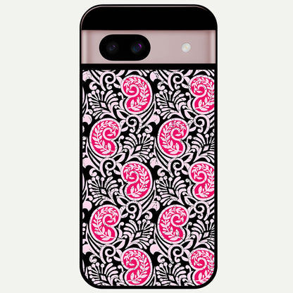  Crimson Paisley Charm Glass Case For Google Pixel 8 back cover – full design glossy printed glass finish