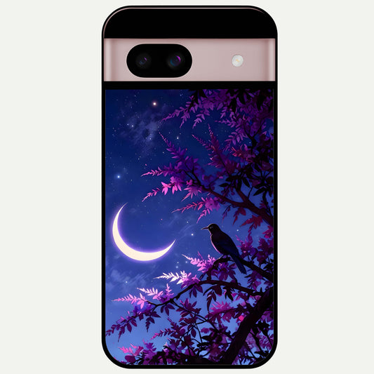  Crow And Moon Scenery Glass Case For Google Pixel 8 back cover – full design glossy printed glass finish