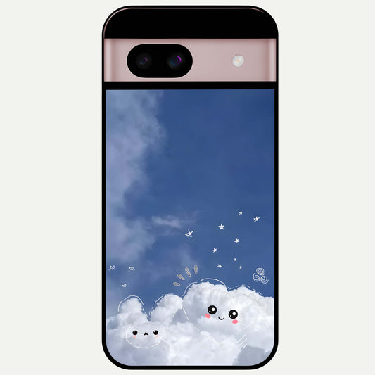  Cute Blossom Cloud Glass Case For Google Pixel 8 back cover – full design glossy printed glass finish