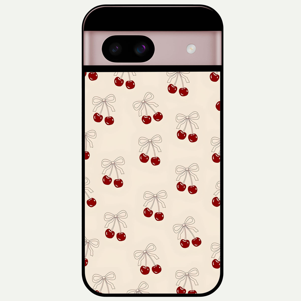  Cute Cherry Pattern Glass Case For Google Pixel 8 back cover – full design glossy printed glass finish