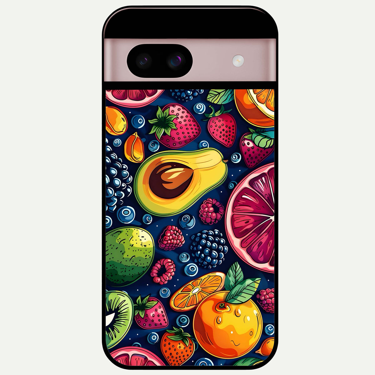  Cute Fruits Art Glass Case For Google Pixel 8 back cover – full design glossy printed glass finish
