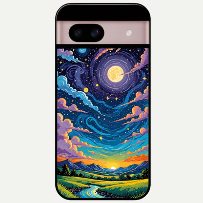  Dreamy Night Landscape Glass Case For Google Pixel 8 back cover – full design glossy printed glass finish