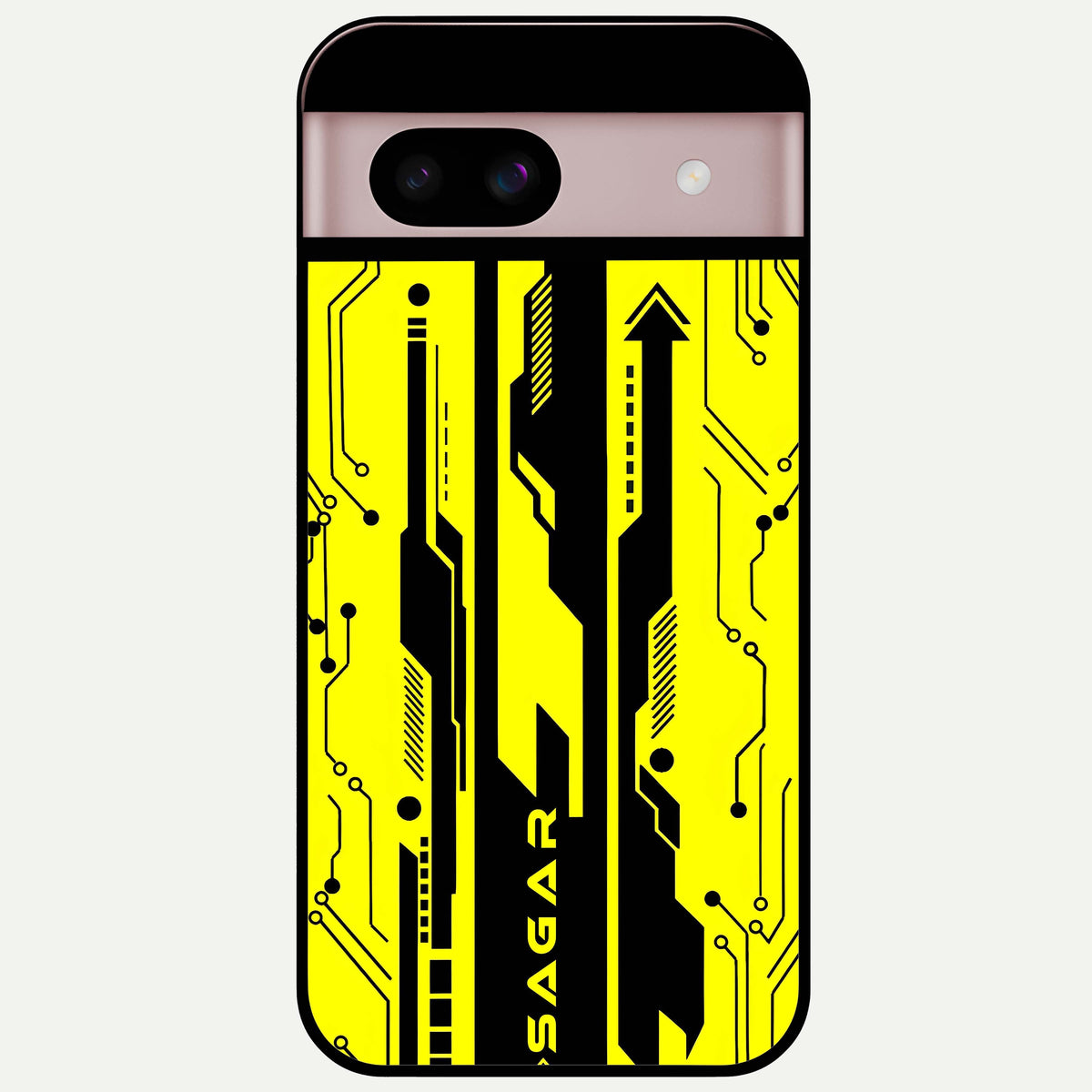  Electric Pulse CYBERPUNK Custom Name Glass Case For Google Pixel 8 back cover – full design glossy printed glass finish