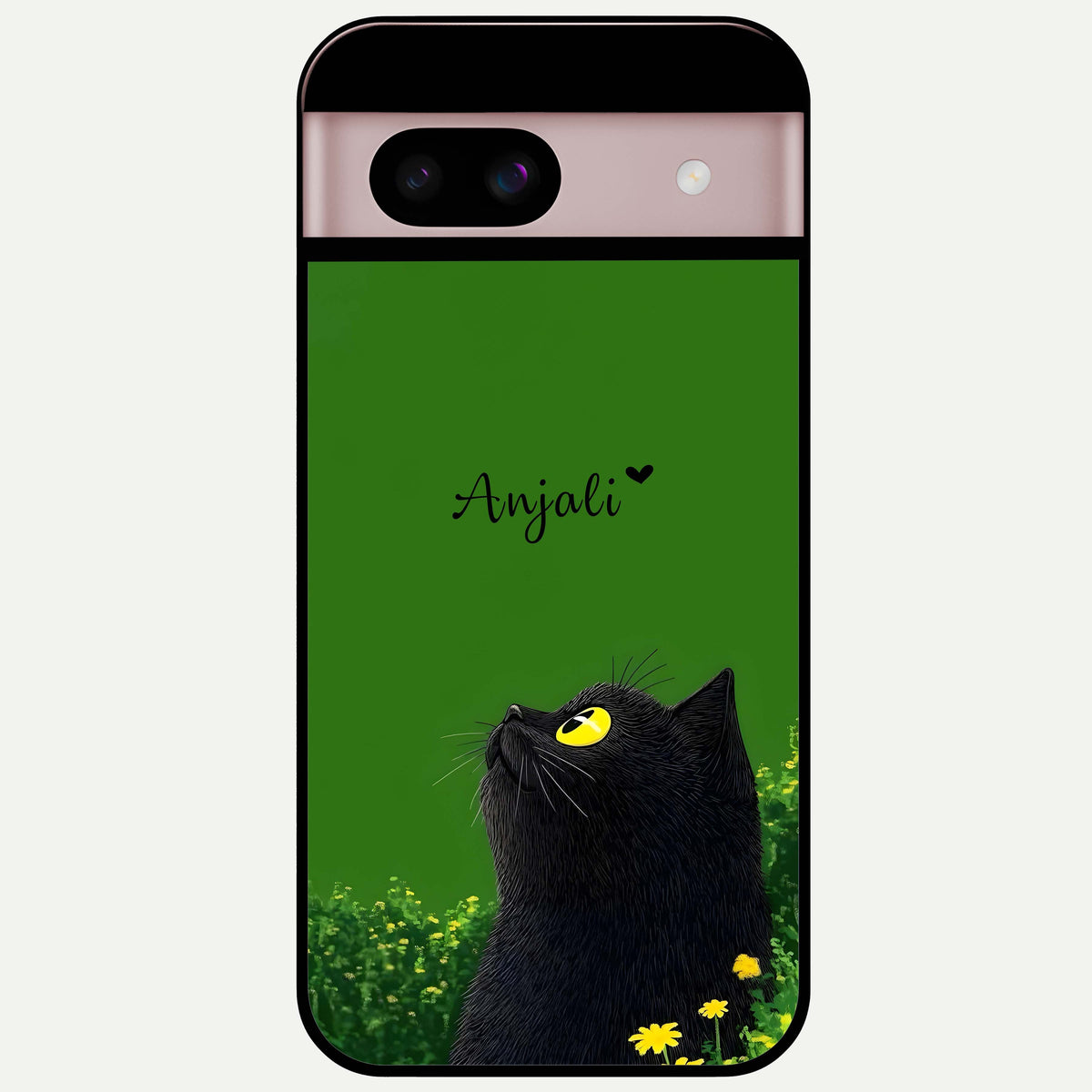  Emerald Cat Custom Name Glass Case For Google Pixel 8 back cover – full design glossy printed glass finish