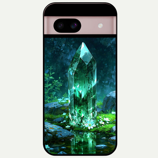  Emerald Light Crystal Glass Case For Google Pixel 8 back cover – full design glossy printed glass finish