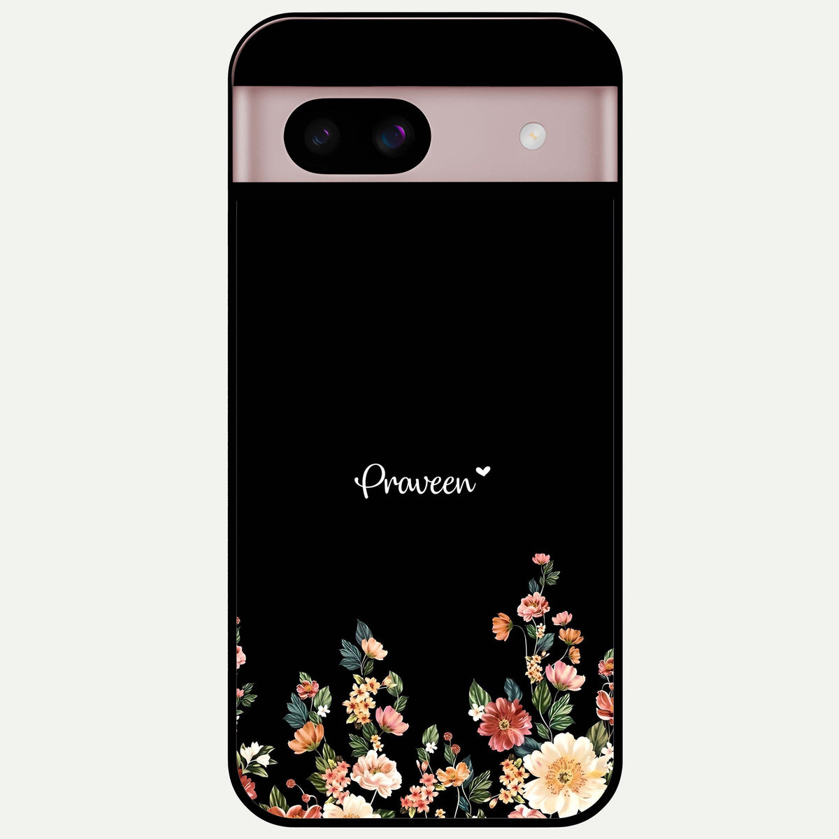  Floral Design Personalized Custom Name Glass Case For Google Pixel 8 back cover – full design glossy printed glass finish