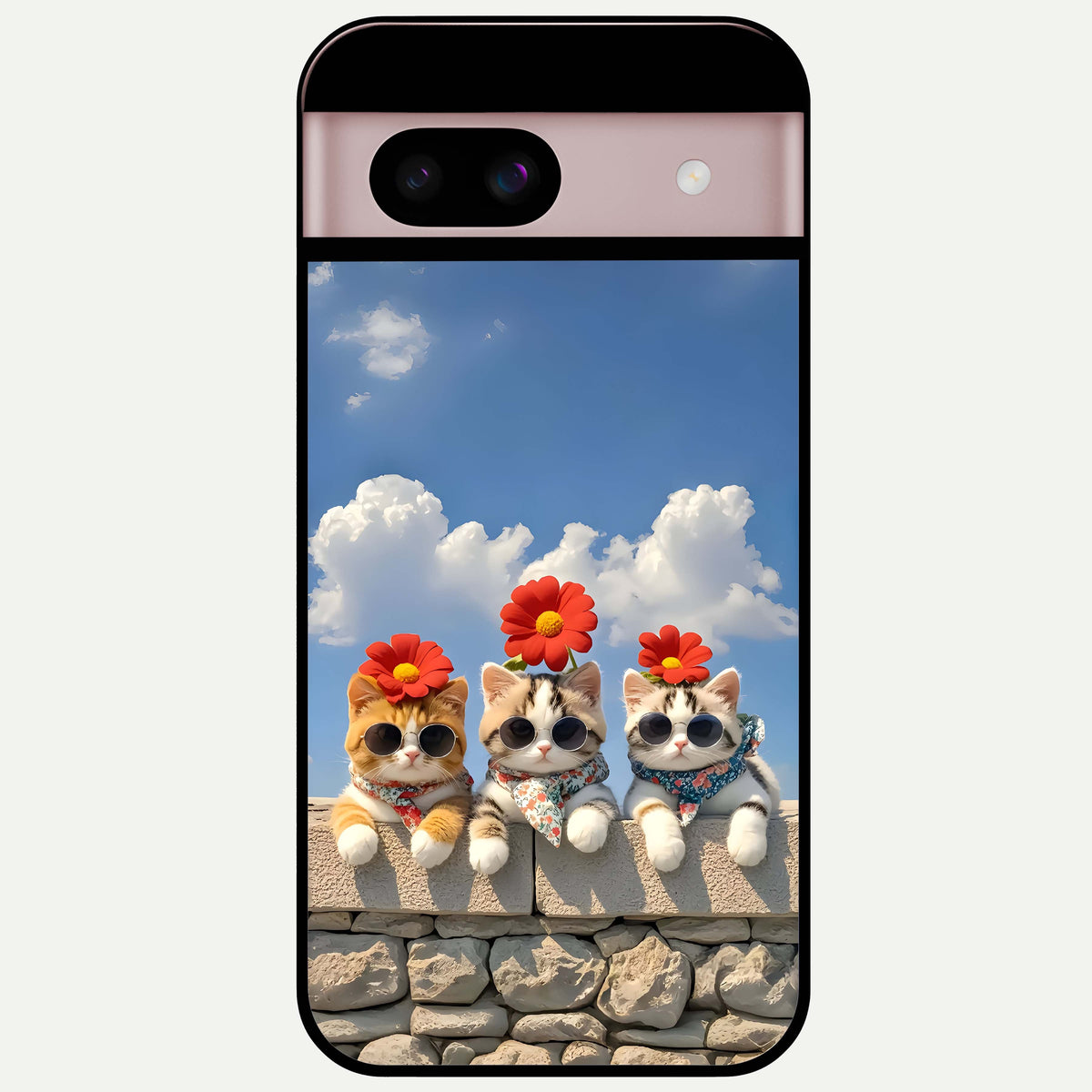  Floral Kitty Squad Glass Case For Google Pixel 8 back cover – full design glossy printed glass finish