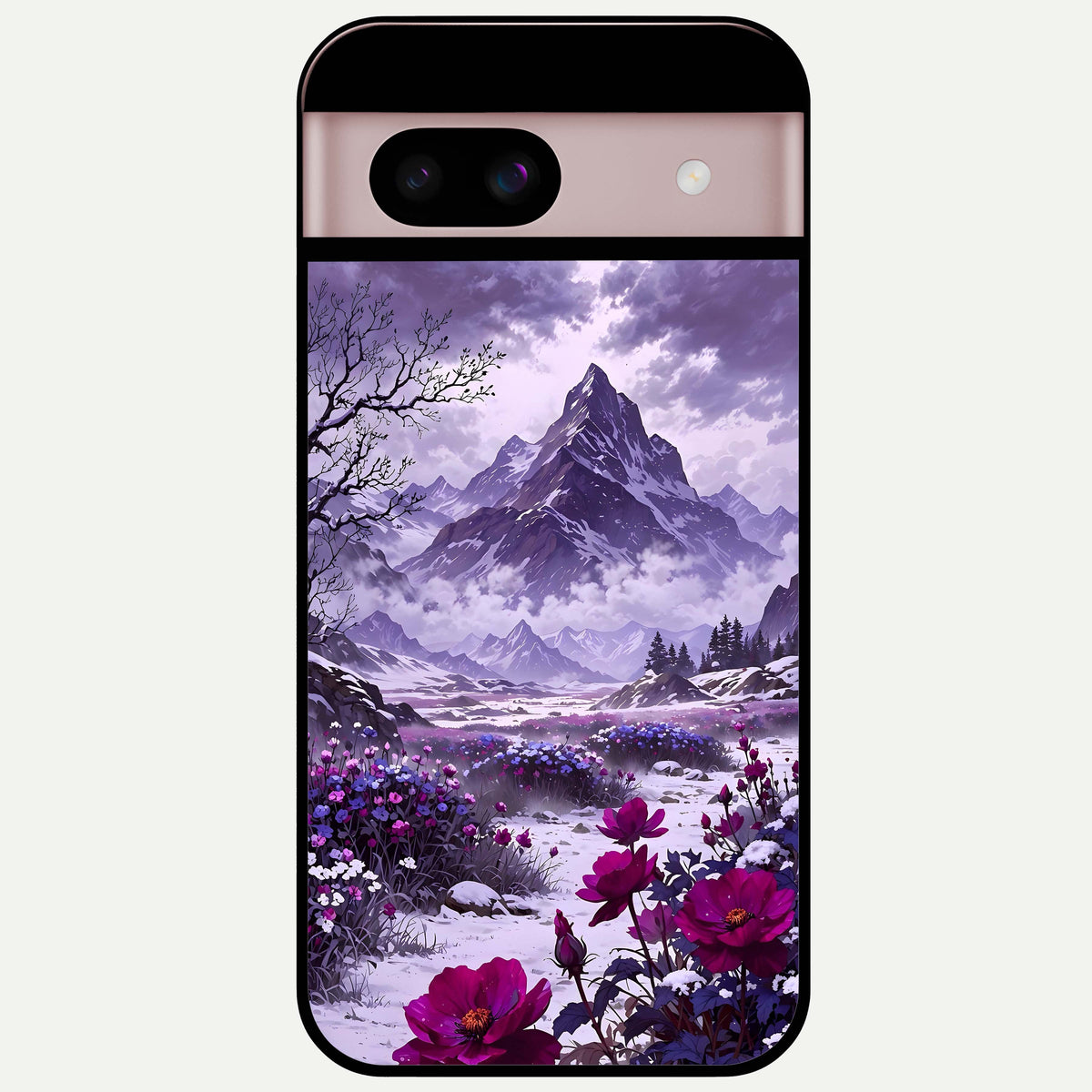  Flower Mountain View Glass Case For Google Pixel 8 back cover – full design glossy printed glass finish