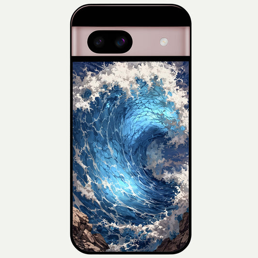  Giant Ocean Wave Glass Case For Google Pixel 8 back cover – full design glossy printed glass finish