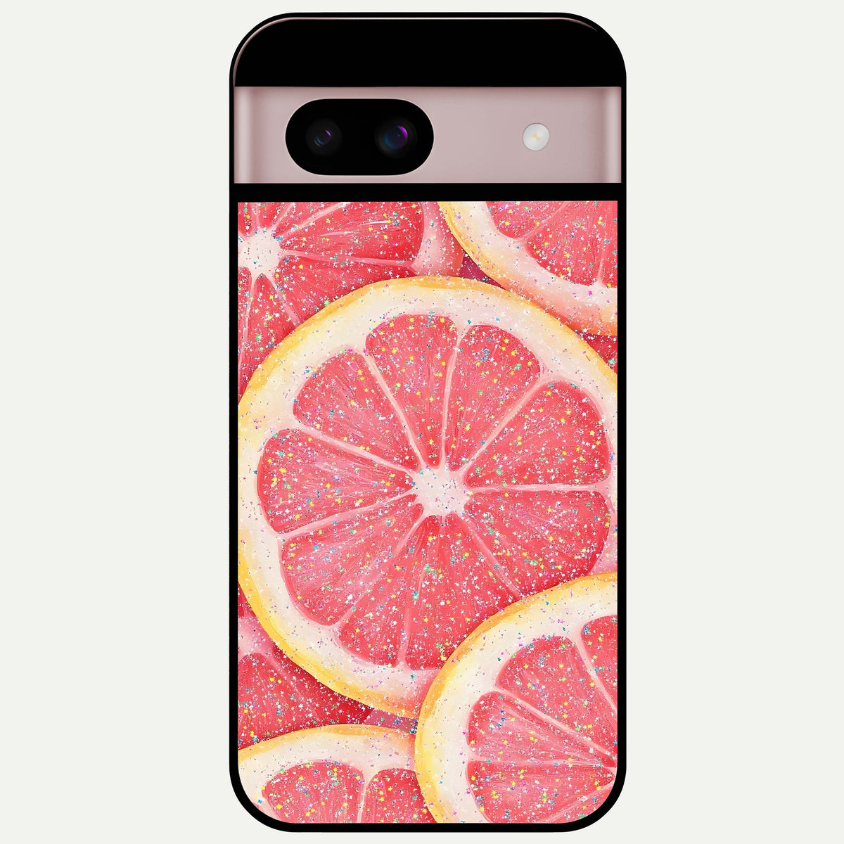  Glitter Grapefruit Glass Case For Google Pixel 8 back cover – full design glossy printed glass finish