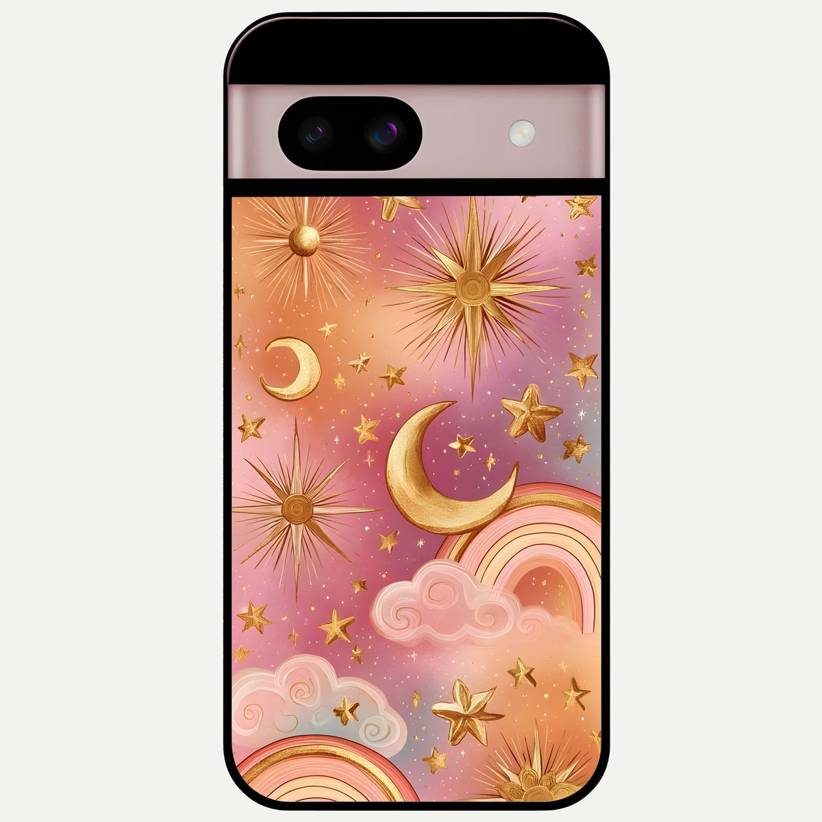  Golden Celestial Dreams Glass Case For Google Pixel 8 back cover – full design glossy printed glass finish