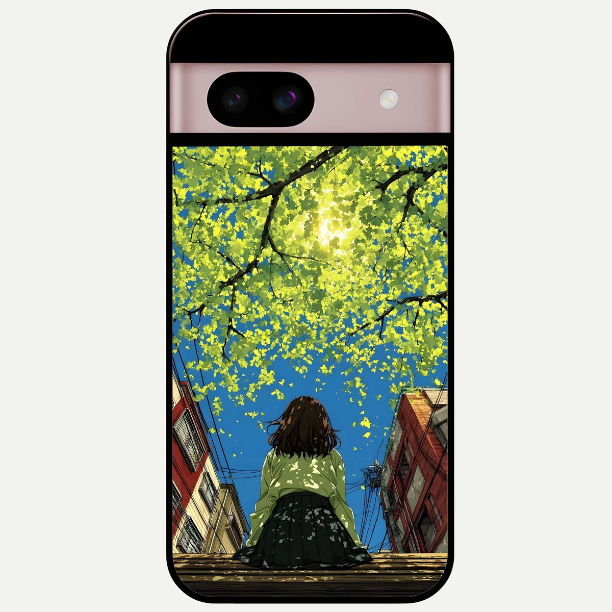  Golden Leaves Glow Glass Case For Google Pixel 8 back cover – full design glossy printed glass finish