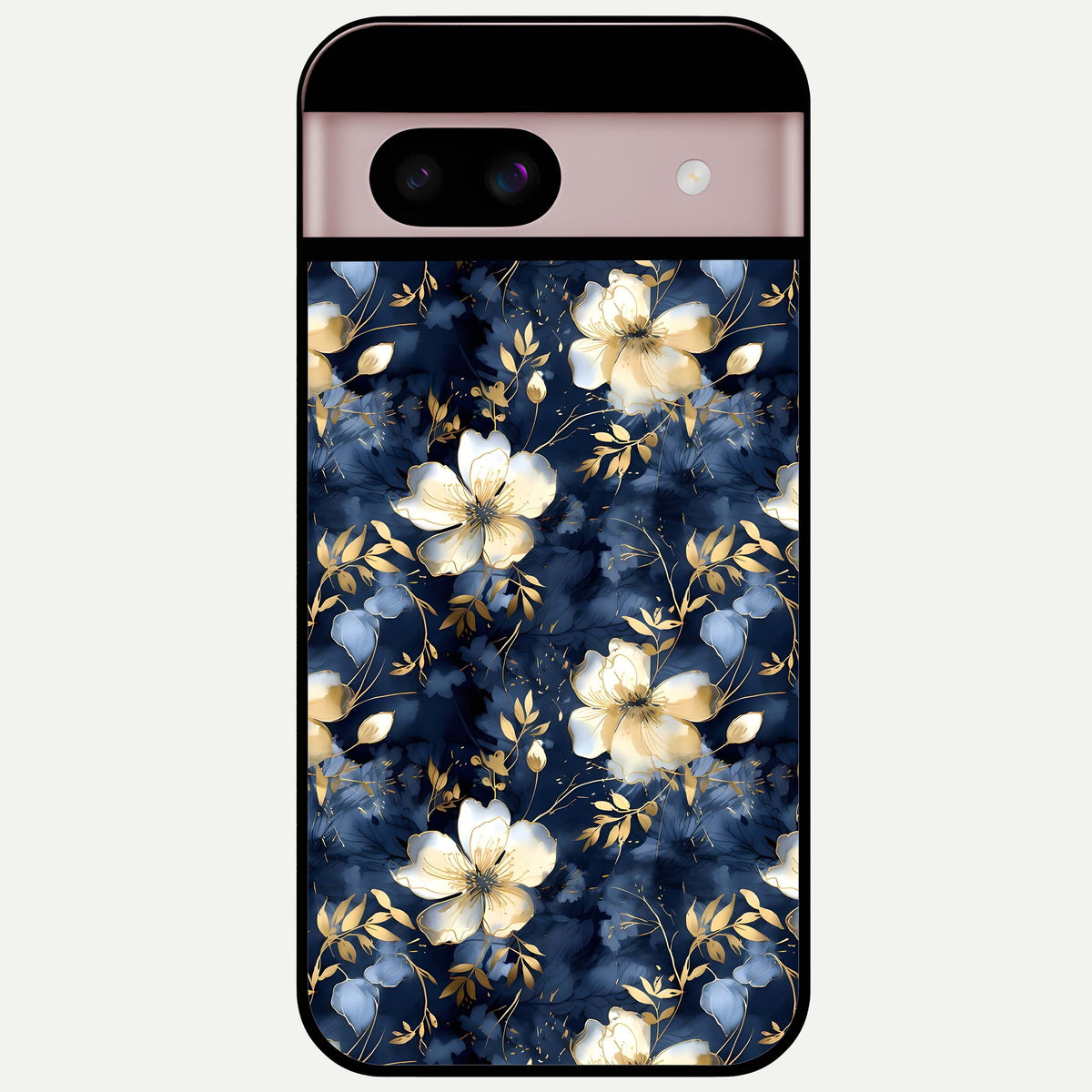  Golden Midnight Bloom Glass Case For Google Pixel 8 back cover – full design glossy printed glass finish