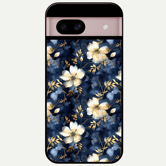 Golden Midnight Bloom Glass Case For Google Pixel 8 back cover – full design glossy printed glass finish
