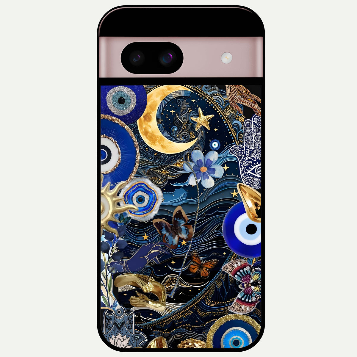 Golden Moon Magic Glass Case For Google Pixel 8 back cover – full design glossy printed glass finish