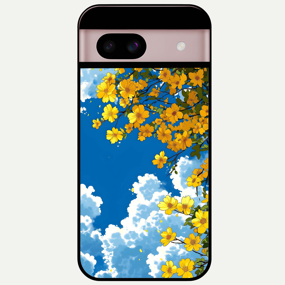  Golden Petal Sky Glass Case For Google Pixel 8 back cover – full design glossy printed glass finish