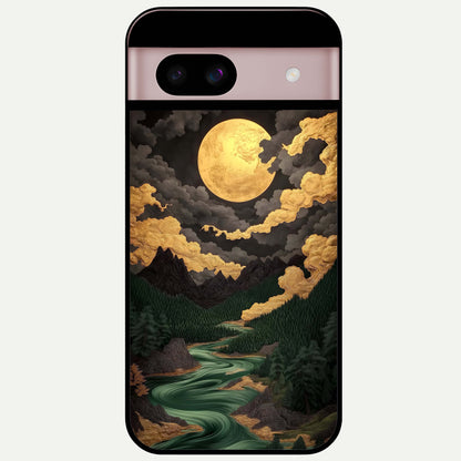  Golden River Moon Glass Case For Google Pixel 8 back cover – full design glossy printed glass finish