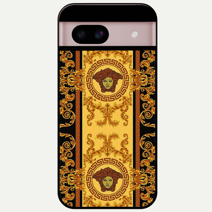  Golden Royal Heritage Glass Case For Google Pixel 8 back cover – full design glossy printed glass finish