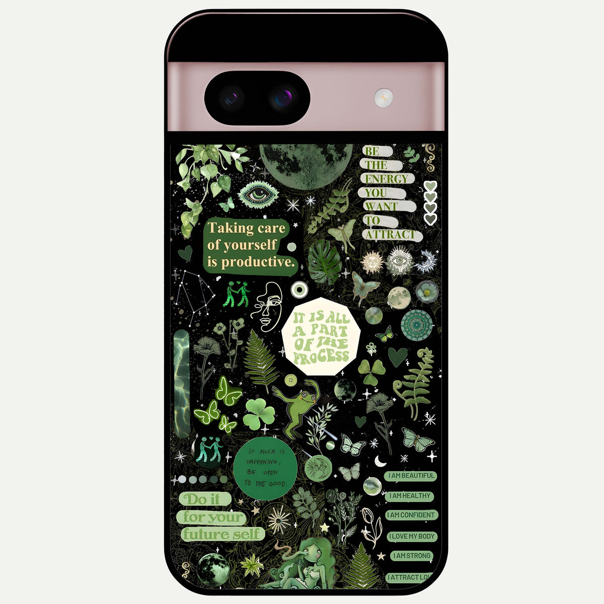  Green Mandala Pattern Glass Case For Google Pixel 8 back cover – full design glossy printed glass finish
