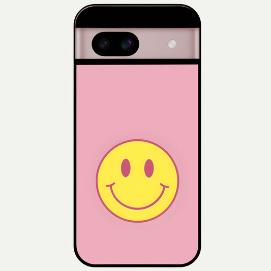  Happy Pink Mood Glass Case For Google Pixel 8 back cover – full design glossy printed glass finish