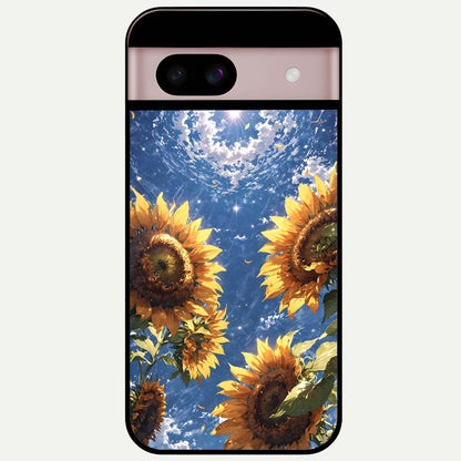  Heavenly Sunflower Rise Glass Case For Google Pixel 8 back cover – full design glossy printed glass finish