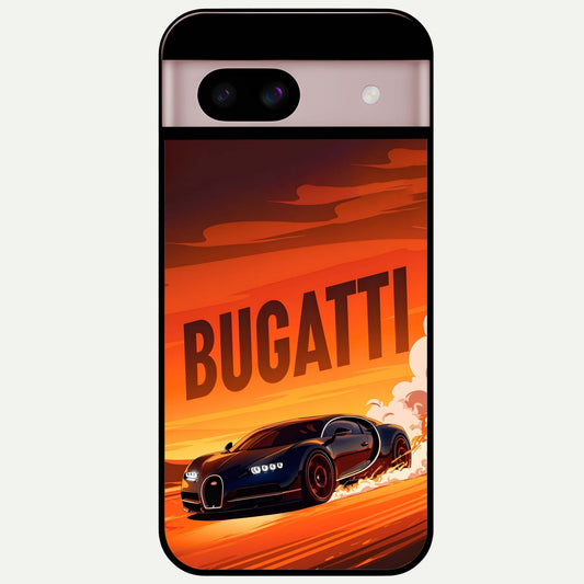  Inferno Bugatti Storm Glass Case For Google Pixel 8 back cover – full design glossy printed glass finish