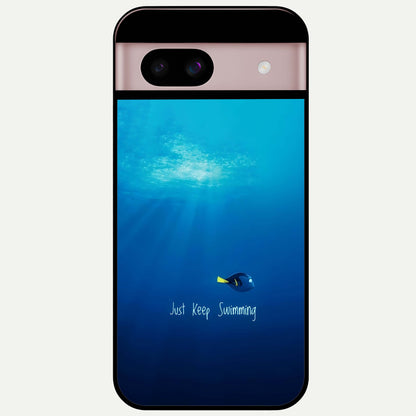  Just Keep Swimming Glass Case For Google Pixel 8 back cover – full design glossy printed glass finish
