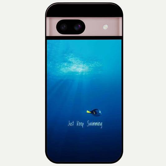  Just Keep Swimming Glass Case For Google Pixel 8 back cover – full design glossy printed glass finish