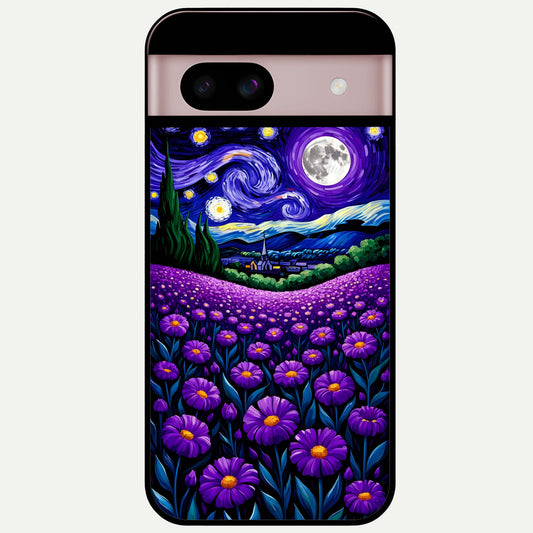  Lavender Moon Field Glass Case For Google Pixel 8 back cover – full design glossy printed glass finish