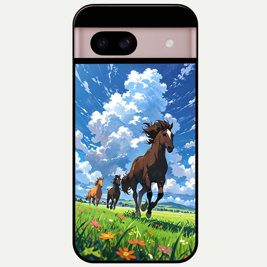  Majestic Horses Galloping Glass Case For Google Pixel 8 back cover – full design glossy printed glass finish