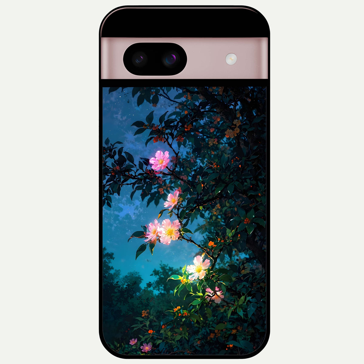 Midnight Bloom Glow Glass Case For Google Pixel 8 back cover – full design glossy printed glass finish