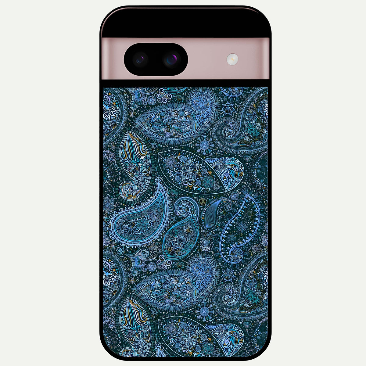  Midnight Paisley Glow Glass Case For Google Pixel 8 back cover – full design glossy printed glass finish